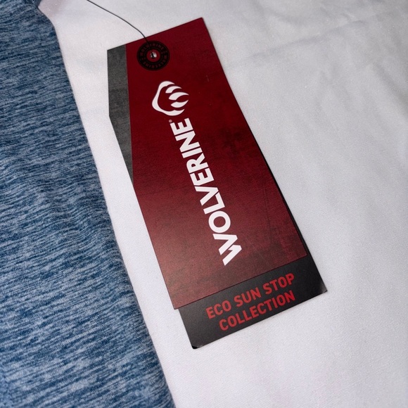 Wolverine NWT Men’s Size M Lake Blue Heather Eco Sun Stop Short Sleeve Shirt - Picture 6 of 8